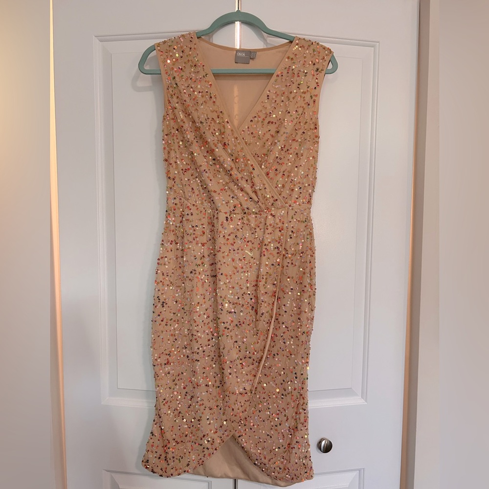 Blush sequenced midi dress